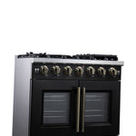 Forno Capriasca 36-Inch Black Freestanding French Door Gas Range, 6 Burners, Convection Oven, Energy Efficient - BonPrix Électroménagers