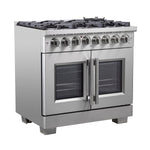 Forno Capriasca 36-Inch Freestanding French Door Dual Fuel Range, 6 Burners, True Convection Oven - BonPrix Électroménagers