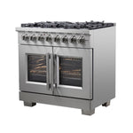 Forno Capriasca 36-Inch Freestanding French Door Dual Fuel Range, 6 Burners, True Convection Oven - BonPrix Électroménagers
