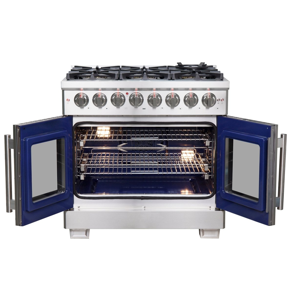 Forno Capriasca 36-Inch Freestanding French Door Dual Fuel Range, 6 Burners, True Convection Oven - BonPrix Électroménagers
