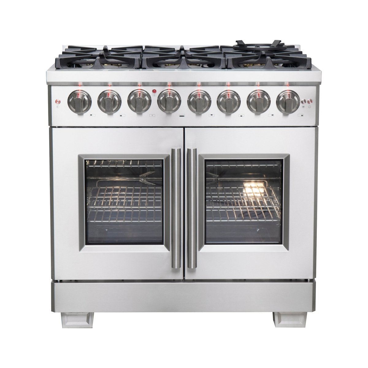 Forno Capriasca 36-Inch Freestanding French Door Dual Fuel Range, 6 Burners, True Convection Oven - BonPrix Électroménagers