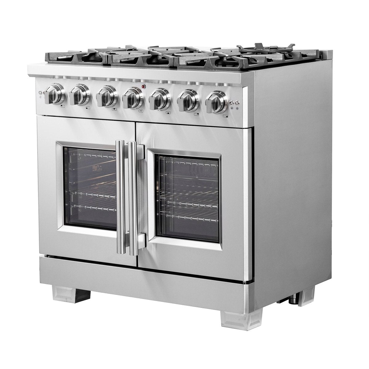 Forno Capriasca 36-Inch Freestanding French Door Gas Range, 6 Burners, Convection Oven, Energy Efficient - BonPrix Électroménagers