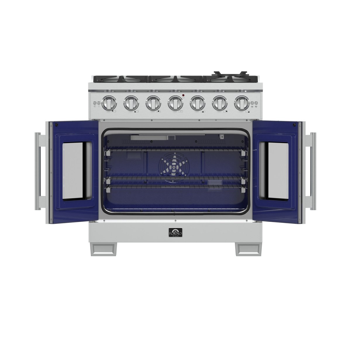 Forno Capriasca 36-Inch Freestanding French Door Gas Range, 6 Burners, Convection Oven, Energy Efficient - BonPrix Électroménagers