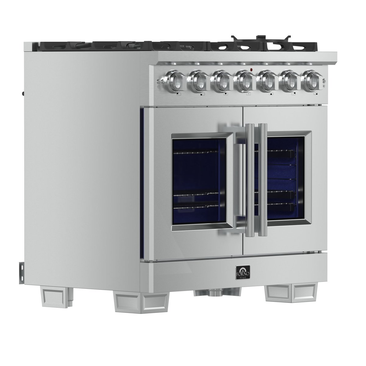 Forno Capriasca 36-Inch Freestanding French Door Gas Range, 6 Burners, Convection Oven, Energy Efficient - BonPrix Électroménagers