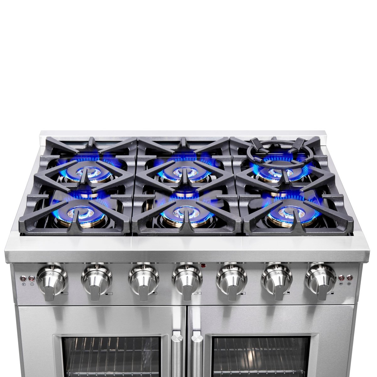 Forno Capriasca 36-Inch Freestanding French Door Gas Range, 6 Burners, Convection Oven, Energy Efficient - BonPrix Électroménagers