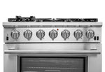 Forno Capriasca 36-Inch Gas Range, Stainless Steel, 6 Brass Burners, 120,000 BTU, Convection Oven, Energy Efficient - BonPrix Électroménagers