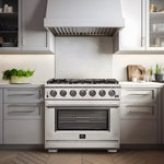 Forno Capriasca 36-Inch Gas Range, Stainless Steel, 6 Brass Burners, 120,000 BTU, Convection Oven, Energy Efficient - BonPrix Électroménagers
