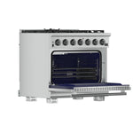 Forno Capriasca 36-Inch Gas Range, Stainless Steel, 6 Brass Burners, 120,000 BTU, Convection Oven, Energy Efficient - BonPrix Électroménagers