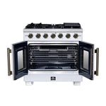 Forno Capriasca 36-Inch White Freestanding French Door Gas Range, 6 Burners, Convection Oven, Energy Efficient - BonPrix Électroménagers