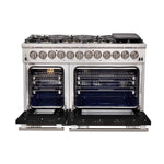 Forno Capriasca 48-Inch Freestanding Dual Fuel Range, 8 Burners, True Convection Oven, Black Doors - BonPrix Électroménagers
