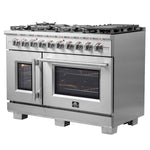Forno Capriasca 48-Inch Freestanding French Door Gas Range, 8 Burners, Convection Oven, Energy Efficient - BonPrix Électroménagers
