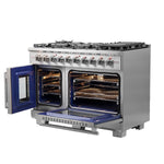 Forno Capriasca 48-Inch Freestanding French Door Gas Range, 8 Burners, Convection Oven, Energy Efficient - BonPrix Électroménagers