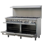 Forno Commerciale 60 Inch Stainless Steel Gas Range, 10 Burners 300,000 BTU Total, 9.3 cu.ft. Ovens - BonPrix Électroménagers
