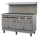 Forno Commerciale 60 Inch Stainless Steel Gas Range, 10 Burners 300,000 BTU Total, 9.3 cu.ft. Ovens - BonPrix Électroménagers