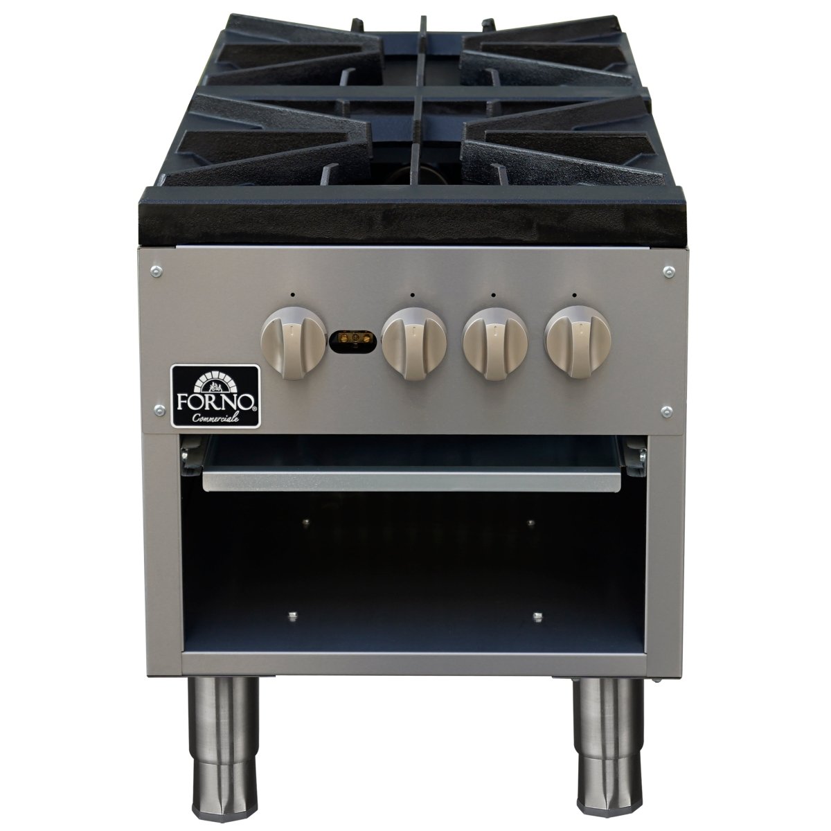 Forno Commerciale gas stock pot range, 2 powerful 3-ring burners, 160,000?BTU, durable stainless steel, heavy-duty cast iron grates - BonPrix Électroménagers