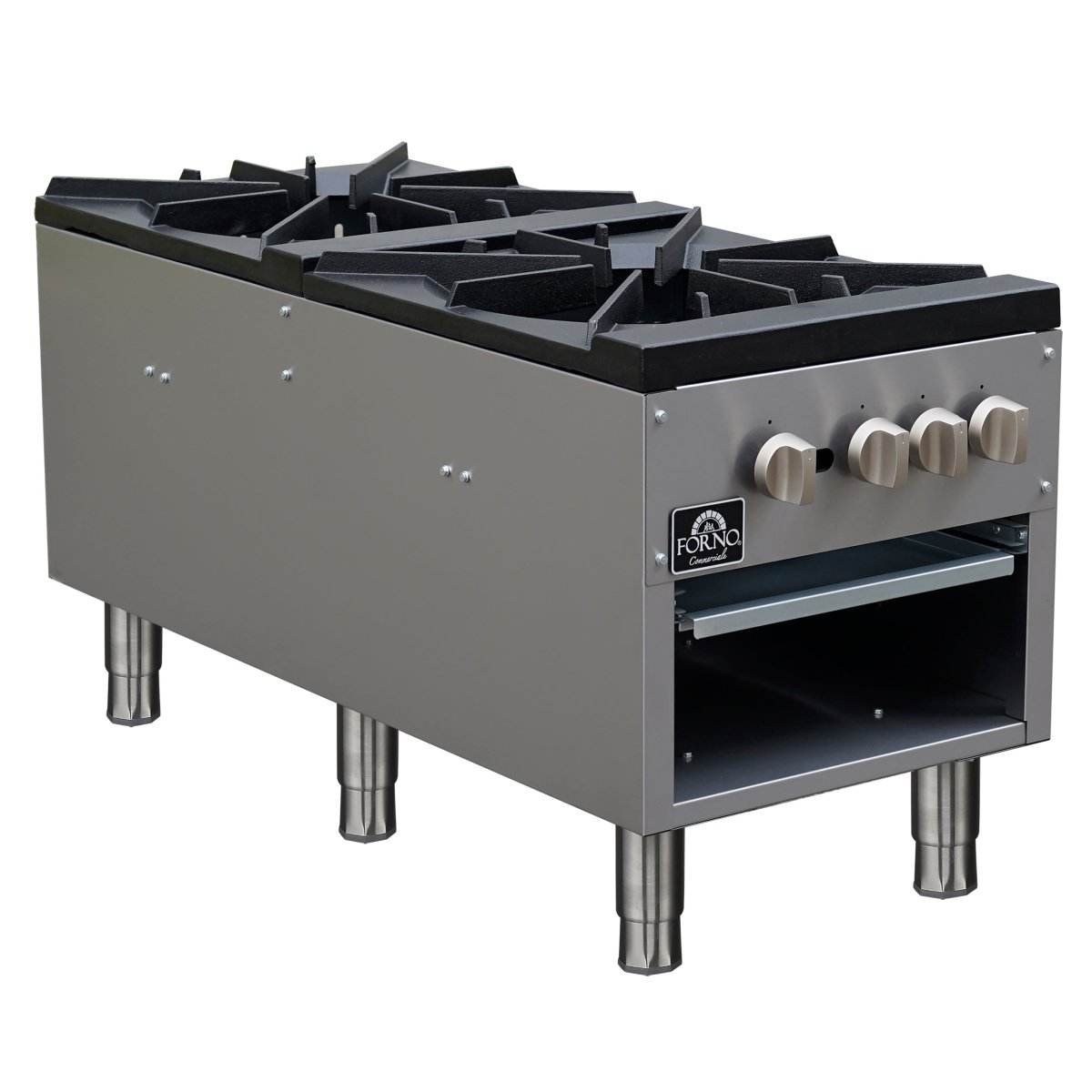 Forno Commerciale gas stock pot range, 2 powerful 3-ring burners, 160,000?BTU, durable stainless steel, heavy-duty cast iron grates - BonPrix Électroménagers