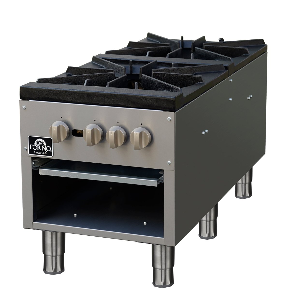 Forno Commerciale gas stock pot range, 2 powerful 3-ring burners, 160,000?BTU, durable stainless steel, heavy-duty cast iron grates - BonPrix Électroménagers