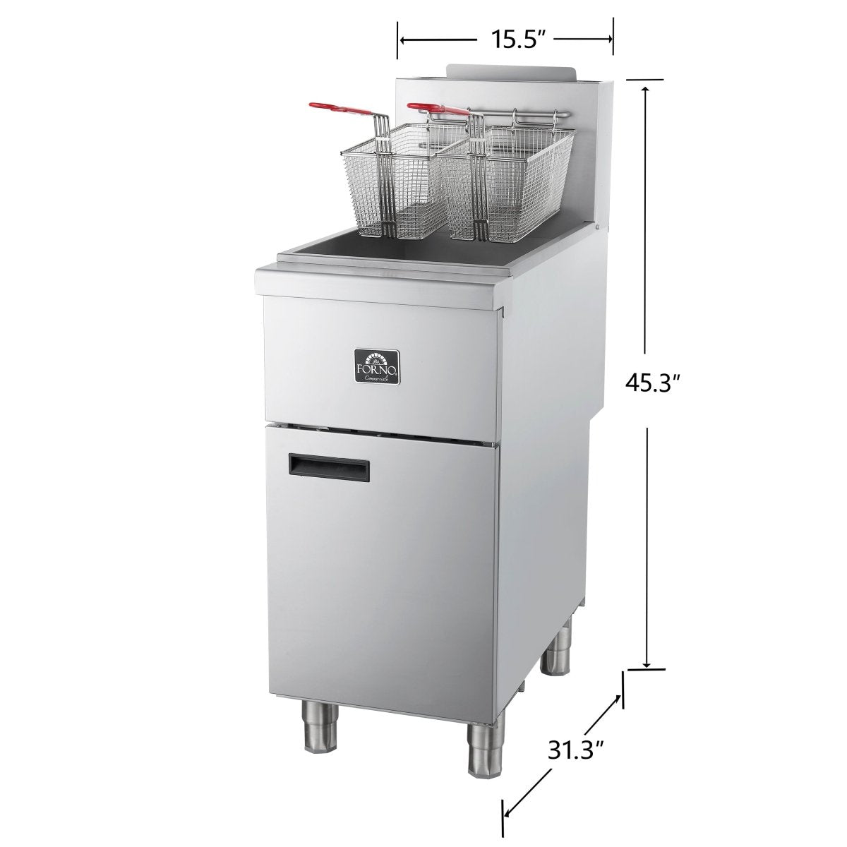 Forno Commerciale Natural Gas Deep Fryer, 4 Burners 120,000 BTU, 50 lbs Oil Capacity - BonPrix Électroménagers