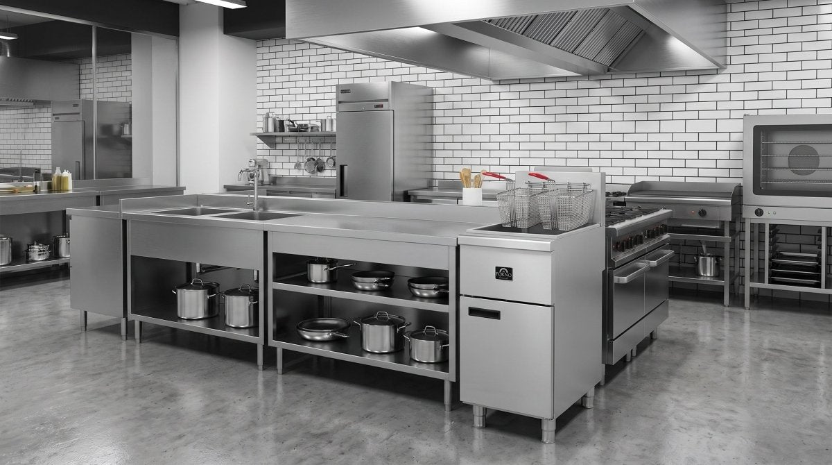 Forno Commerciale Natural Gas Deep Fryer, 4 Burners 120,000 BTU, 50 lbs Oil Capacity - BonPrix Électroménagers