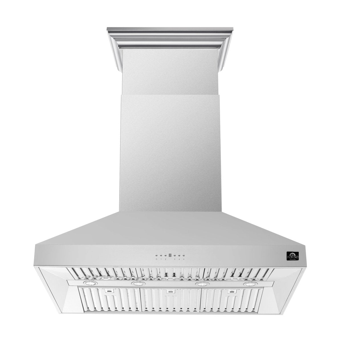 Forno Coppito 48-Inch Island Range Hood, Stainless Steel, LED Lighting, Adjustable Fan Speeds - BonPrix Électroménagers