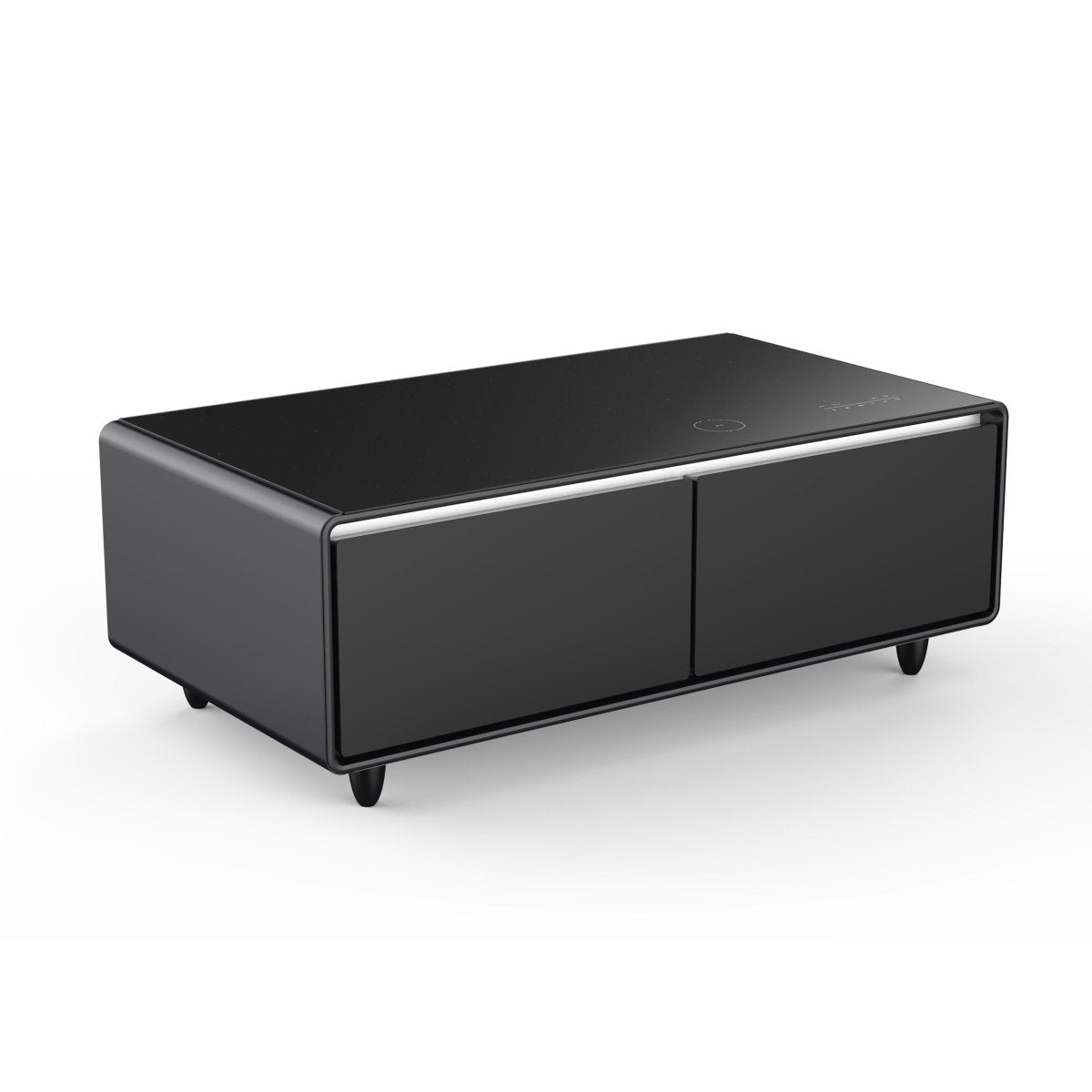 Forno Evoluto Tavolo 51-Inch Black Smart Coffee Table – Dual Refrigerator Drawers, Bluetooth 5.0 Audio, Wireless Charging & RGB Ambient Light - BonPrix Électroménagers