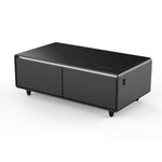 Forno Evoluto Tavolo 51-Inch Black Smart Coffee Table – Dual Refrigerator Drawers, Bluetooth 5.0 Audio, Wireless Charging & RGB Ambient Light - BonPrix Électroménagers