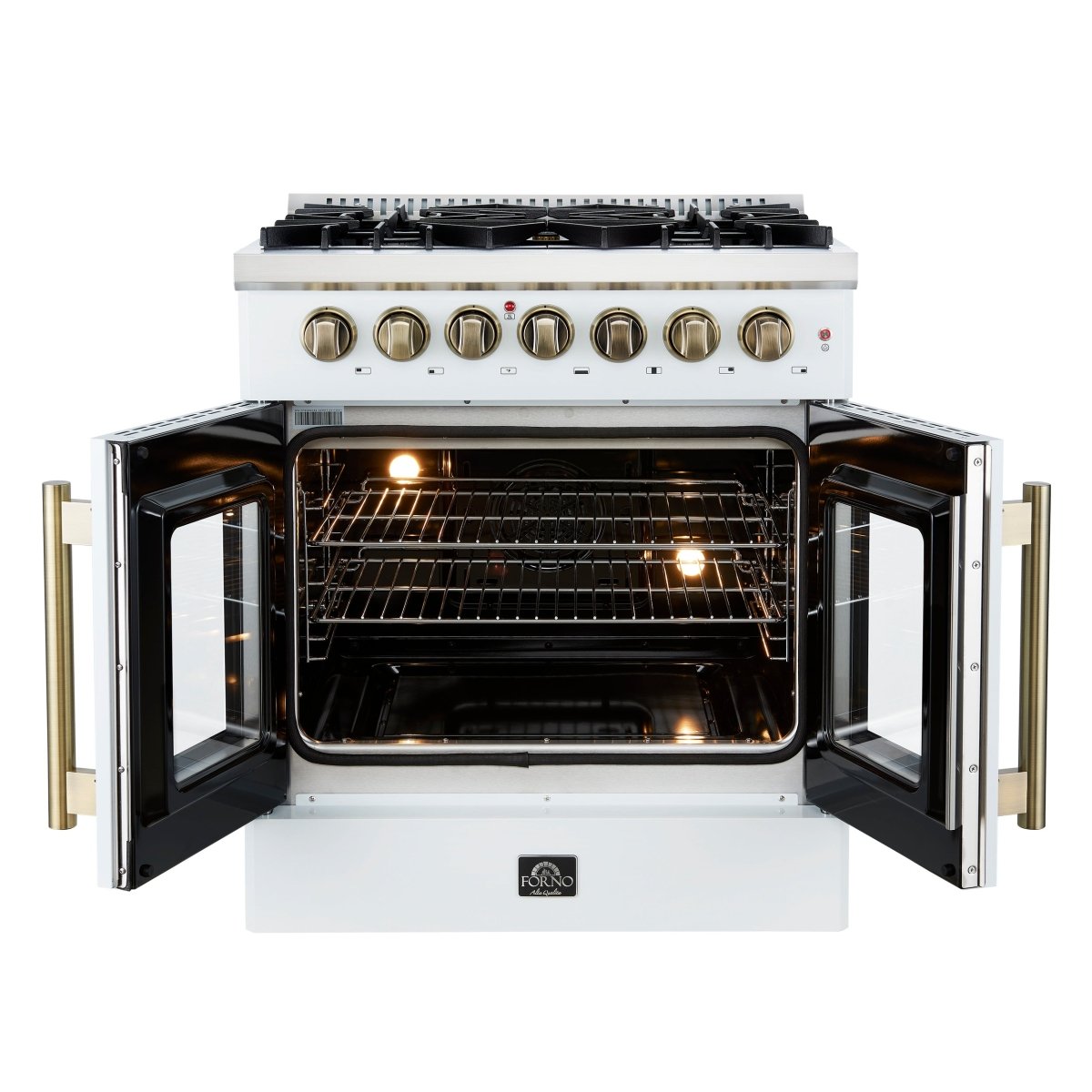 Forno Galiano 30-inch Freestanding French Door Dual Fuel Range White - BonPrix Électroménagers