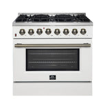 Forno Galiano 36" Freestanding Dual Fuel Range in White - BonPrix Électroménagers