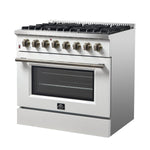 Forno Galiano 36" Freestanding Dual Fuel Range in White - BonPrix Électroménagers