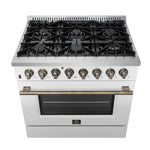 Forno Galiano 36" Freestanding Dual Fuel Range in White - BonPrix Électroménagers