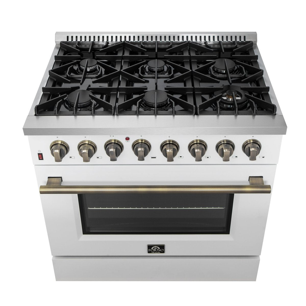 Forno Galiano 36" Freestanding Dual Fuel Range in White - BonPrix Électroménagers