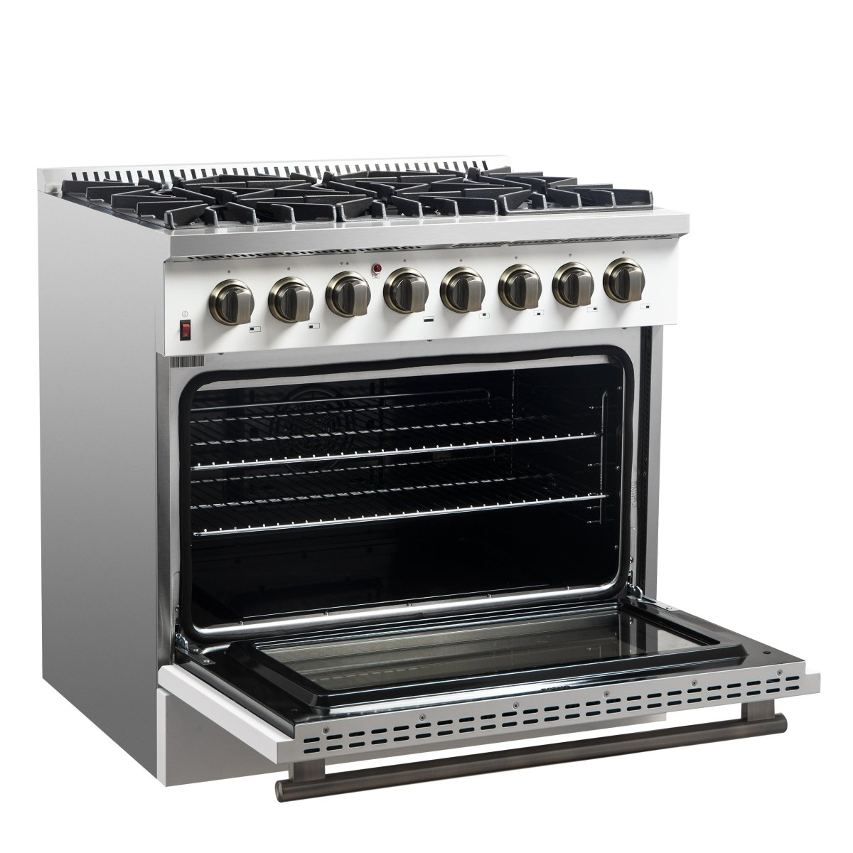 Forno Galiano 36" Freestanding Dual Fuel Range in White - BonPrix Électroménagers