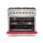 Forno Galiano 36-Inch Freestanding Dual Fuel Range, 6 Burners, Double Convection Ovens, Red Door - BonPrix Électroménagers