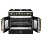 Forno Galiano 36-inch Freestanding French Door Dual Fuel Range Black - BonPrix Électroménagers