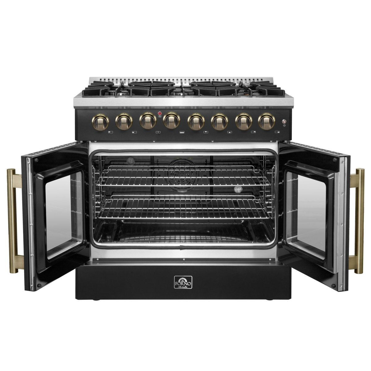 Forno Galiano 36-inch Freestanding French Door Dual Fuel Range Black - BonPrix Électroménagers