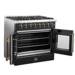 Forno Galiano 36-inch Freestanding French Door Dual Fuel Range Black - BonPrix Électroménagers