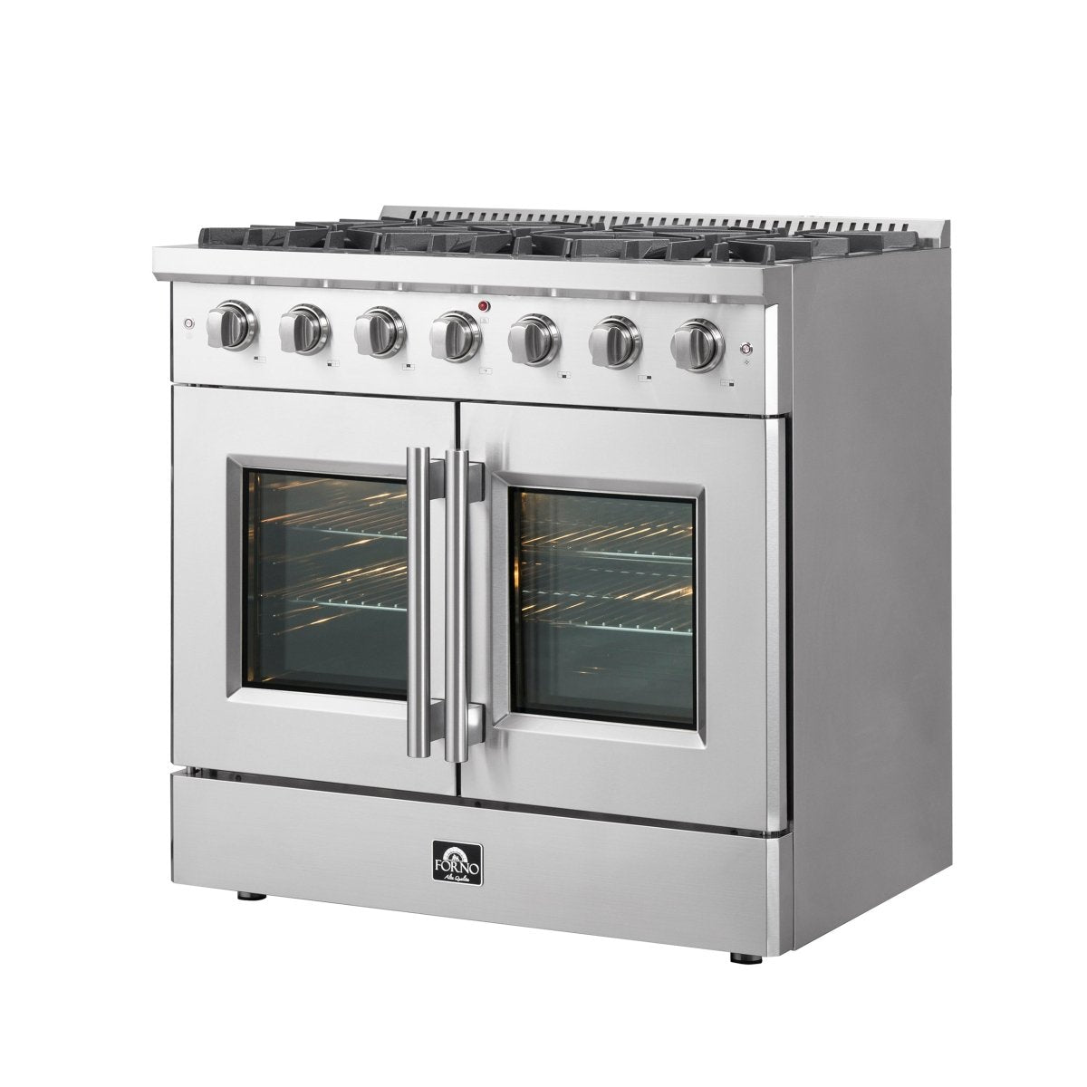 Forno Galiano 36-Inch Freestanding French Door Gas Range, 6 Burners, Convection Oven, Energy Efficient - BonPrix Électroménagers