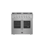Forno Galiano 36-Inch Freestanding French Door Gas Range, 6 Burners, Convection Oven, Energy Efficient - BonPrix Électroménagers