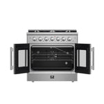 Forno Galiano 36-Inch Freestanding French Door Gas Range, 6 Burners, Convection Oven, Energy Efficient - BonPrix Électroménagers