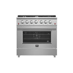 Forno Galiano 36-Inch Freestanding Gas Range, Stainless Steel, 6 Burners, Energy Efficient - BonPrix Électroménagers