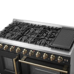 Forno Galiano 48" Freestanding French Door Gas Range in Black - BonPrix Électroménagers