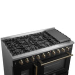 Forno Galiano 48" Freestanding French Door Gas Range in Black - BonPrix Électroménagers