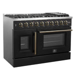Forno Galiano 48" Freestanding French Door Gas Range in Black - BonPrix Électroménagers