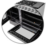 FORNO Galiano 48-Inch French Door Dual Fuel Range All Stainless Steel, 8 Sealed Burners, 107,000 BTU, Griddle, 6.58 cu.ft. Double Ovens - BonPrix Électroménagers