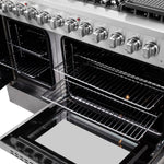 FORNO Galiano 48-Inch French Door Dual Fuel Range All Stainless Steel, 8 Sealed Burners, 107,000 BTU, Griddle, 6.58 cu.ft. Double Ovens - BonPrix Électroménagers