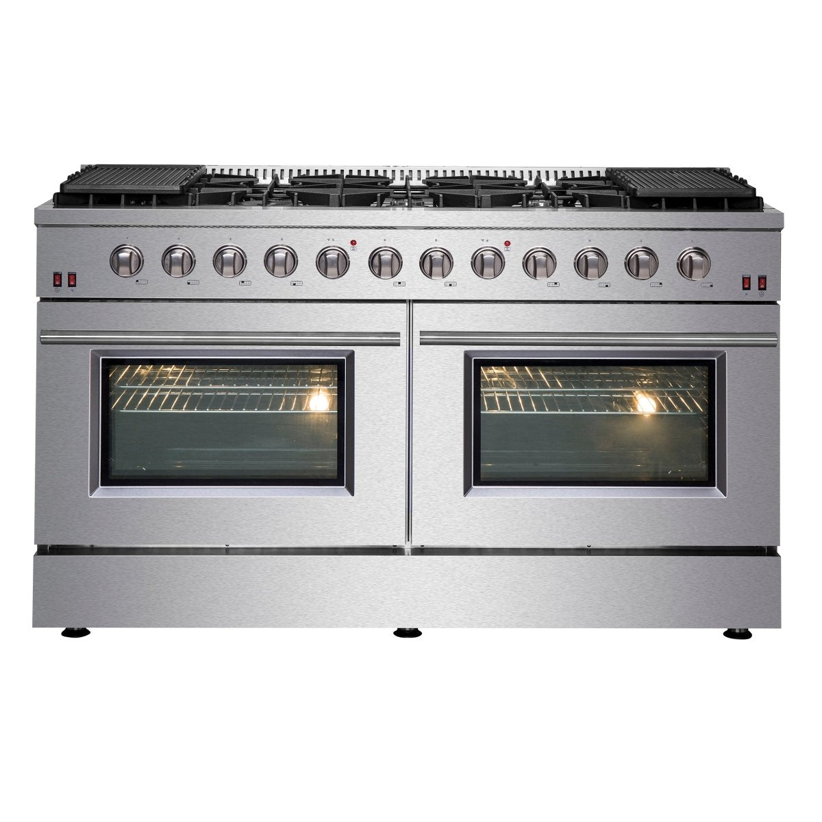 Forno Galiano 60-Inch Freestanding Gas Range, 10 Burners, Double Ovens, Griddle, Energy Efficient - BonPrix Électroménagers