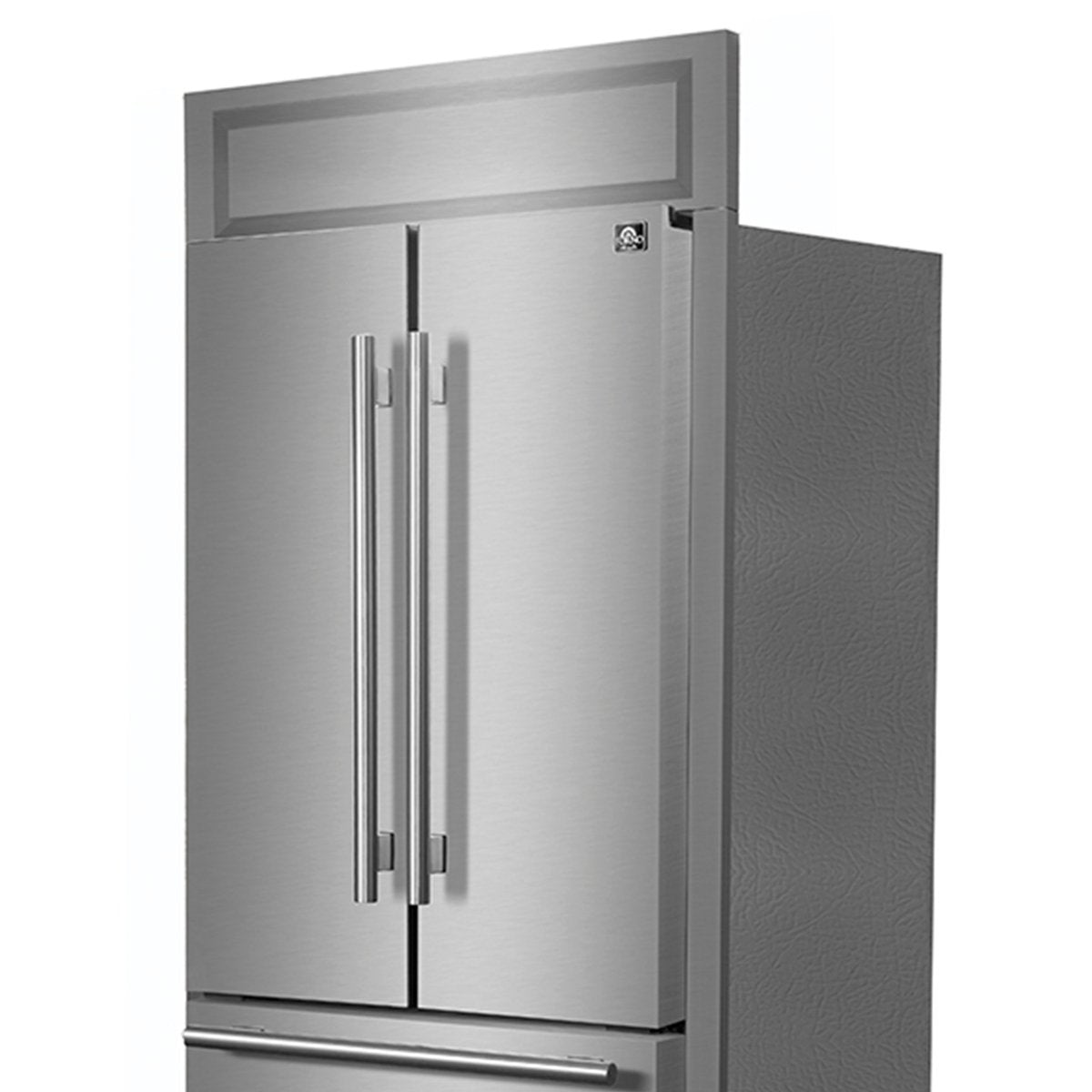 Forno Gallipoli 30-Inch French Door Refrigerator, 17.5 cu.ft Capacity, Modern Decorative Grill, 34-Inch Width, Stainless Steel, No Frost Technology, Energy Efficient - BonPrix Électroménagers