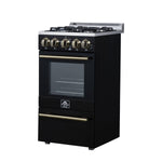 Forno Lamazze 20 Inch Freestanding Gas Range in Black, Compact Design - BonPrix Électroménagers