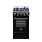 Forno Lamazze 20 Inch Freestanding Gas Range in Black, Compact Design - BonPrix Électroménagers