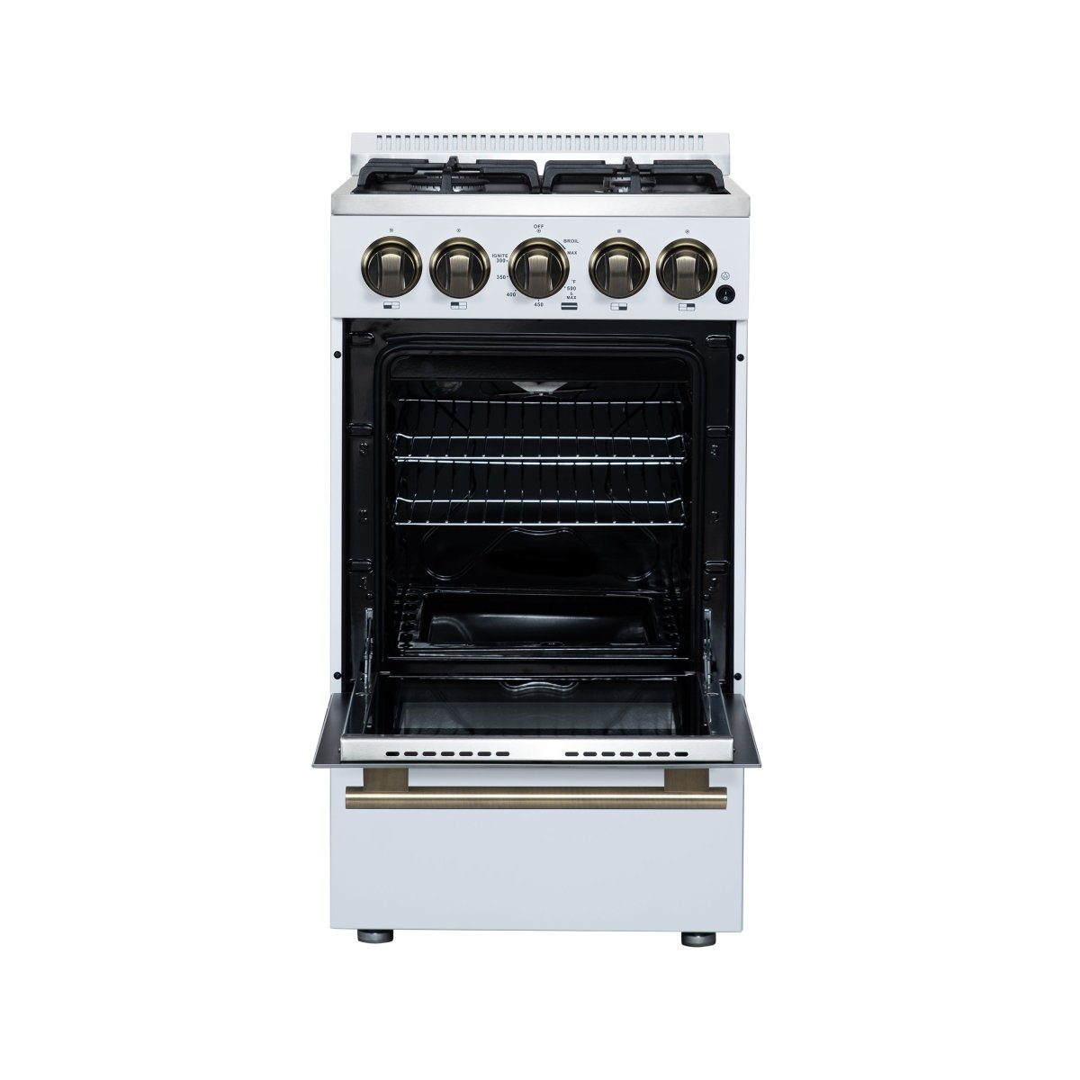 Forno Lamazze 20 Inch Freestanding Gas Range in White, Compact Design - BonPrix Électroménagers